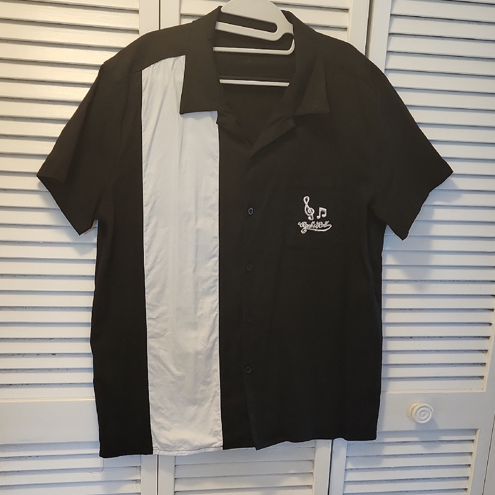 Black and White Casual Button Down Shirt